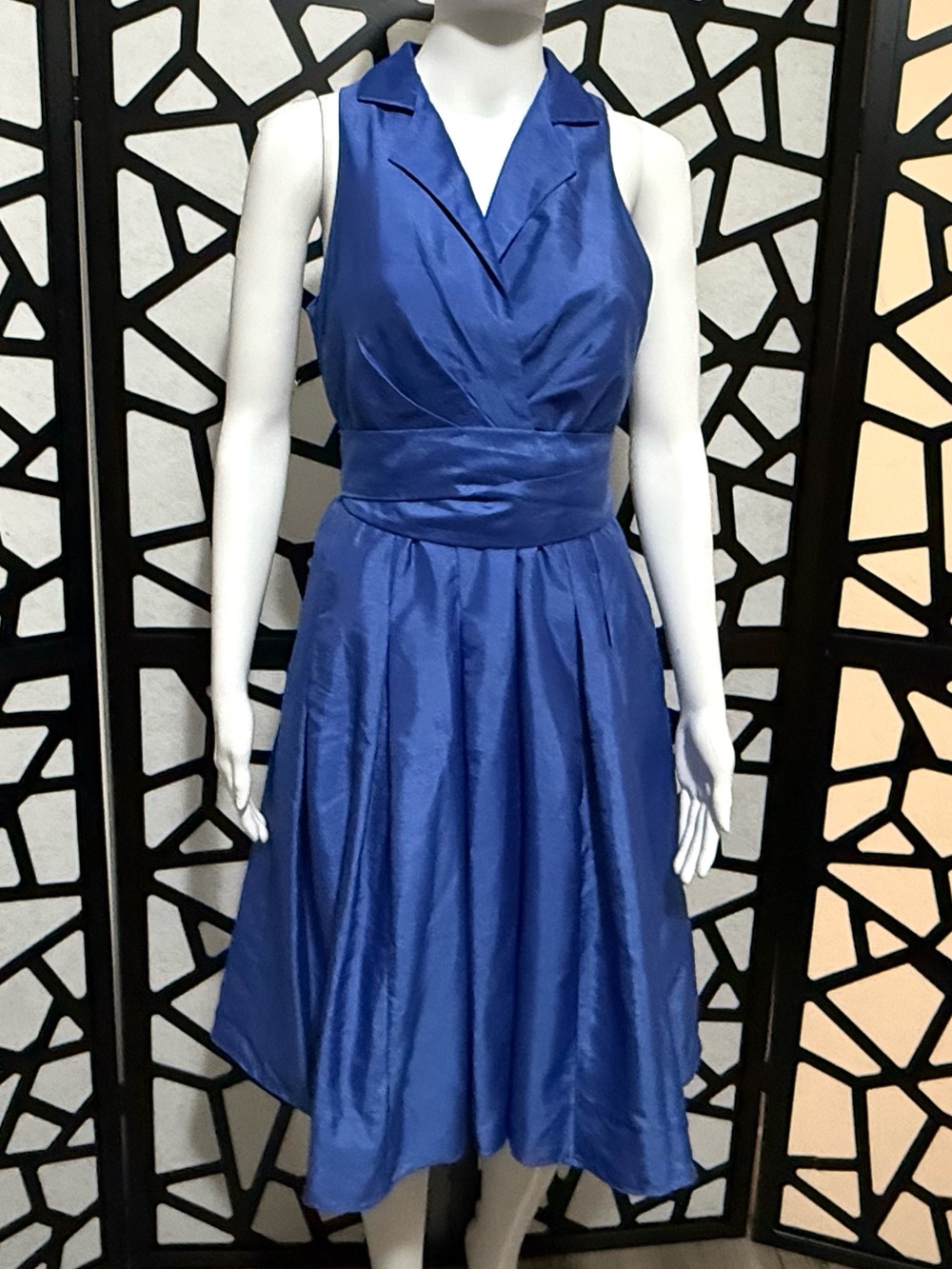 1950s Style Jones Studio Blue Midi Dress - Size 4